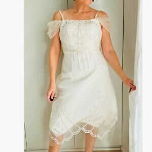 Light in The Box Fairy Dress White Embellished Size M Coquette Wedding Ethereal